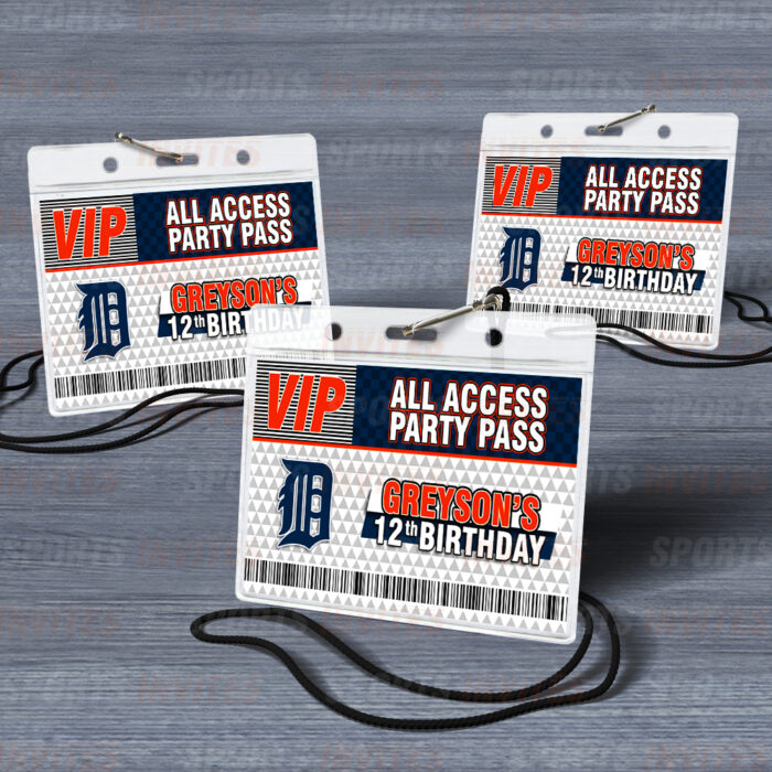 Detroit Tigers ID Badge Sports Party Lanyard Clear Plastic Horizontal Name Tags Holders - Image 3