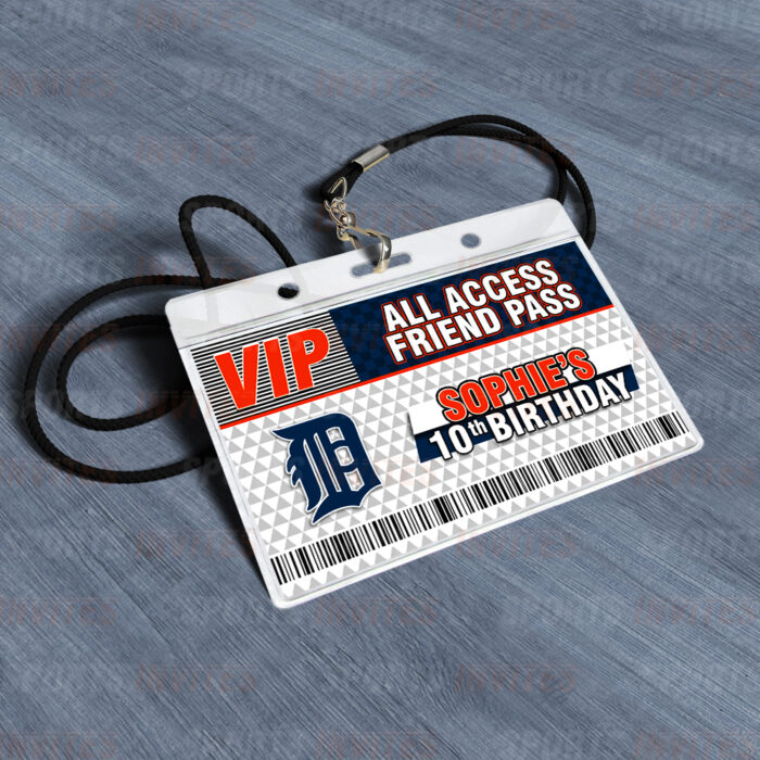 Detroit Tigers ID Badge Sports Party Lanyard Clear Plastic Horizontal Name Tags Holders - Image 2