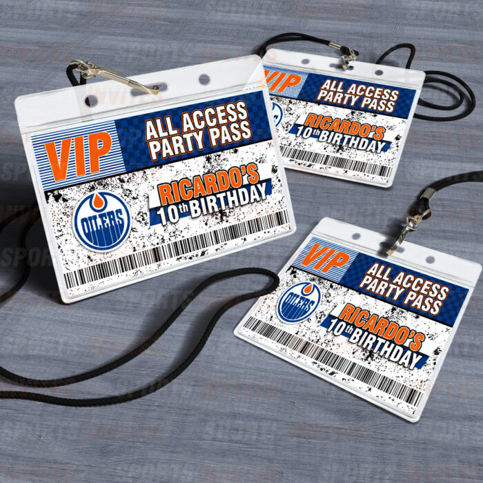 Edmonton Oilers ID Badge Sports Party Lanyard Clear Plastic Horizontal Name Tags Holders