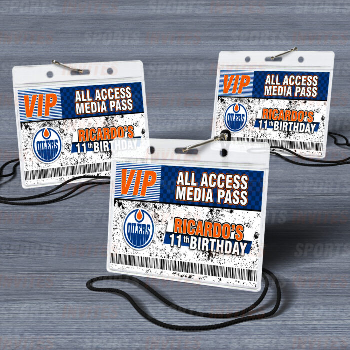Edmonton Oilers ID Badge Sports Party Lanyard Clear Plastic Horizontal Name Tags Holders - Image 5