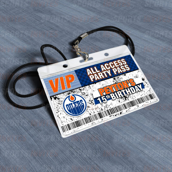 Edmonton Oilers ID Badge Sports Party Lanyard Clear Plastic Horizontal Name Tags Holders - Image 4