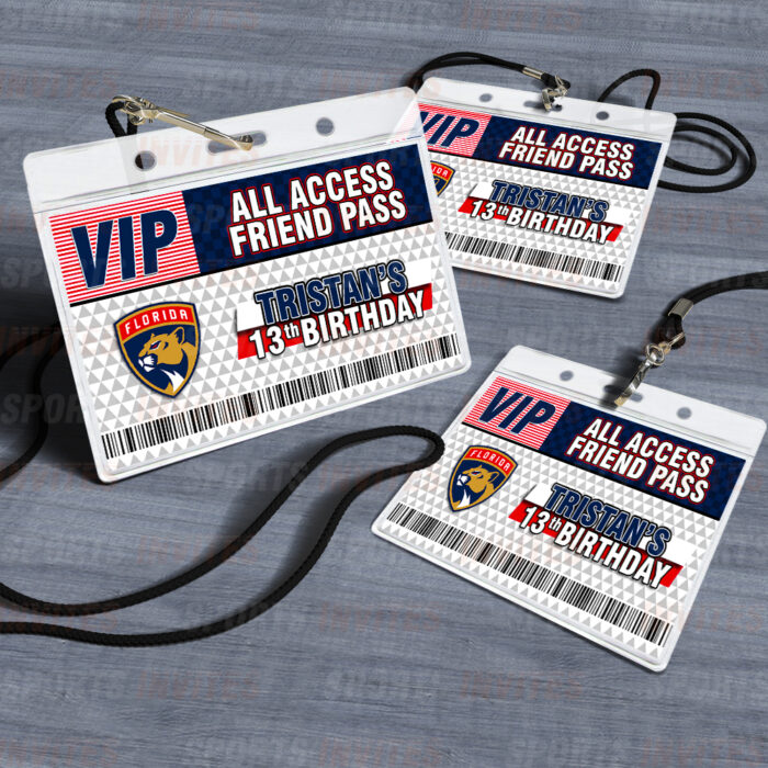 Florida Panthers ID Badge Sports Party Lanyard Clear Plastic Horizontal Name Tags Holders