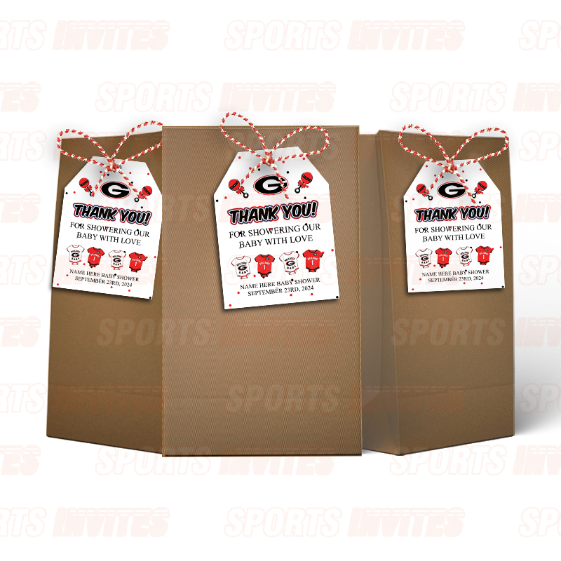 Georgia Bulldogs Baby Shower Sports Favor Tags - Image 4
