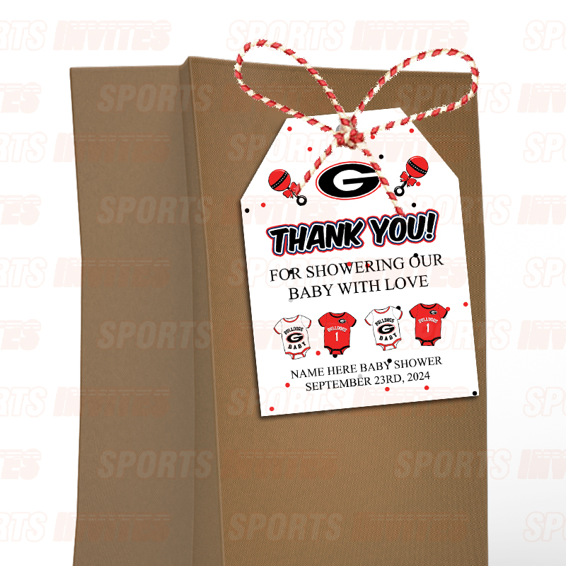 Georgia Bulldogs Baby Shower Sports Favor Tags - Image 3