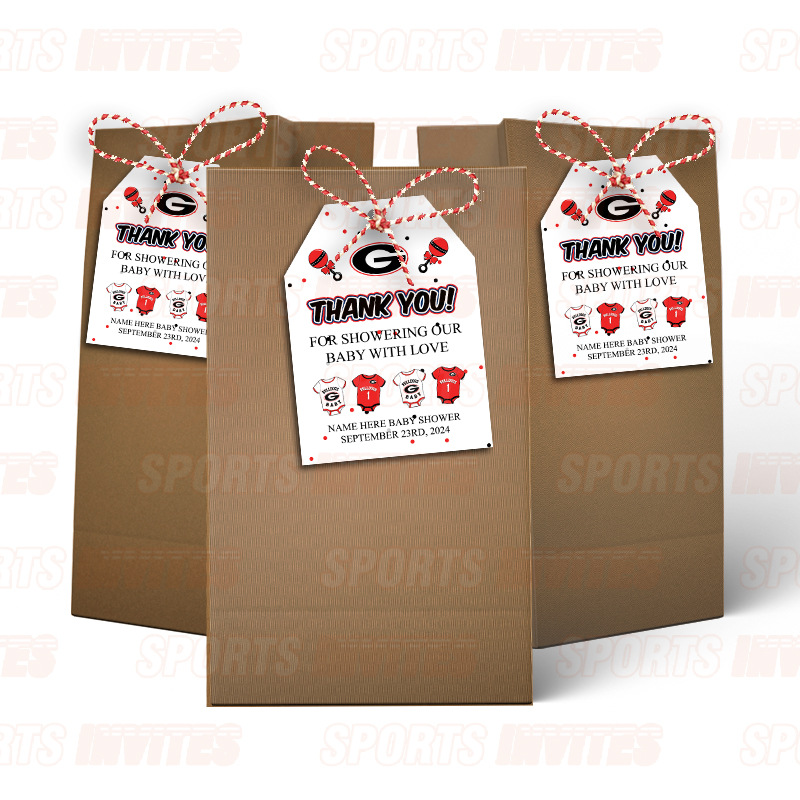 Georgia Bulldogs Baby Shower Sports Favor Tags - Image 2