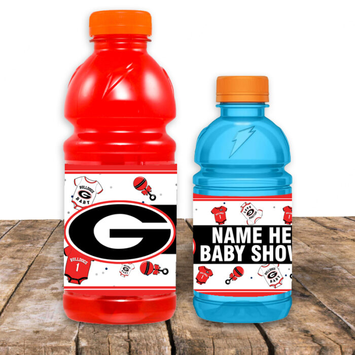 Georgia Bulldogs Baby Shower Sports Bottle Labels - Image 3