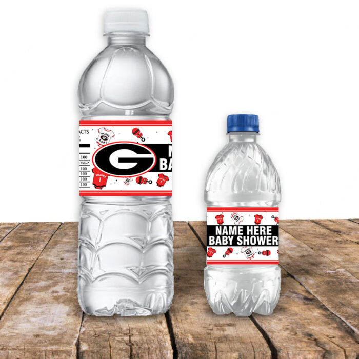 Georgia Bulldogs Baby Shower Sports Bottle Labels - Image 2
