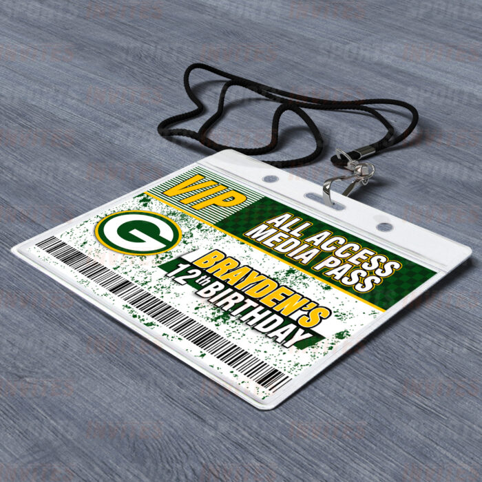 Green Bay Packers ID Badge Sports Party Lanyard Clear Plastic Horizontal Name Tags Holders - Image 2