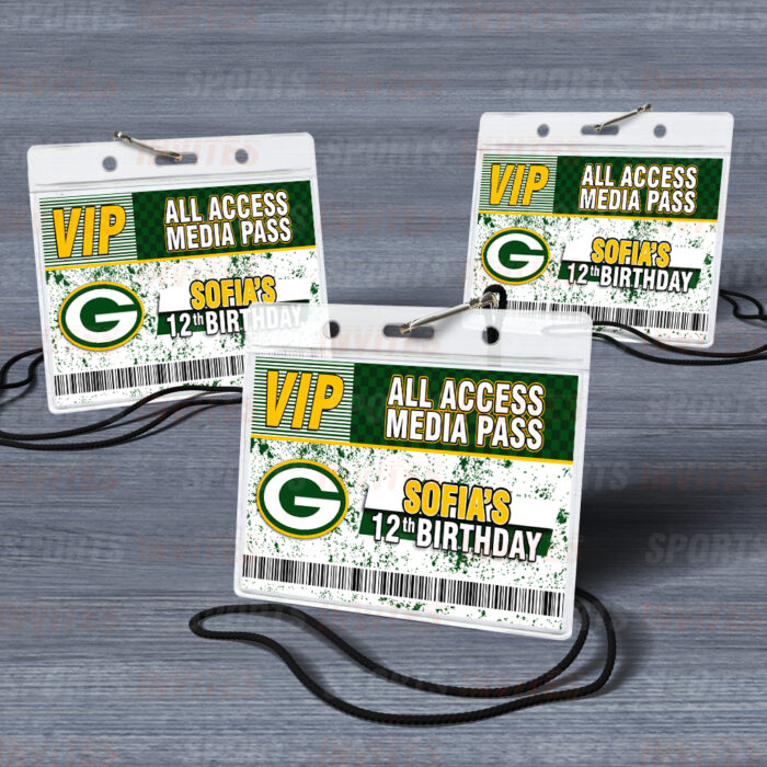 Green Bay Packers ID Badge Sports Party Lanyard Clear Plastic Horizontal Name Tags Holders - Image 3