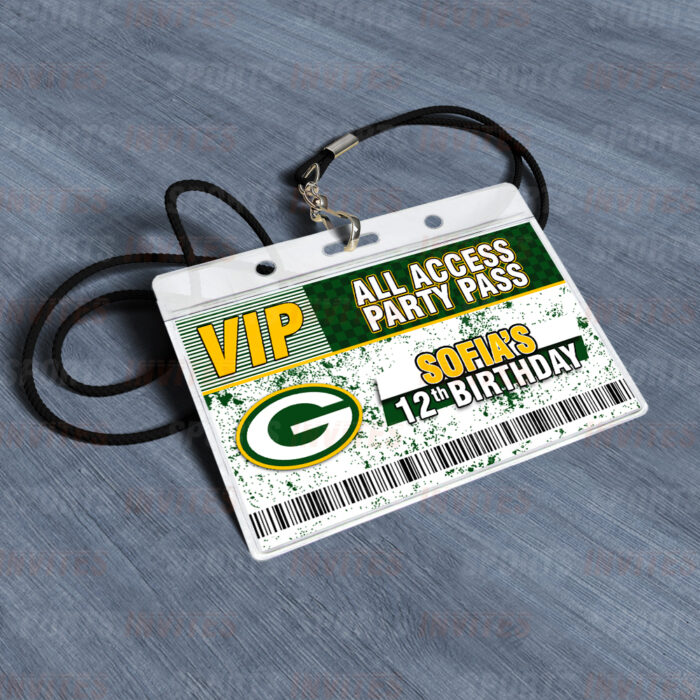 Green Bay Packers ID Badge Sports Party Lanyard Clear Plastic Horizontal Name Tags Holders - Image 4