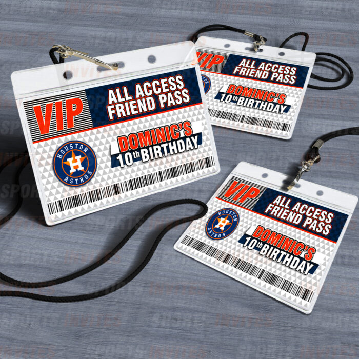 Houston Astros ID Badge Sports Party Lanyard Clear Plastic Horizontal Name Tags Holders