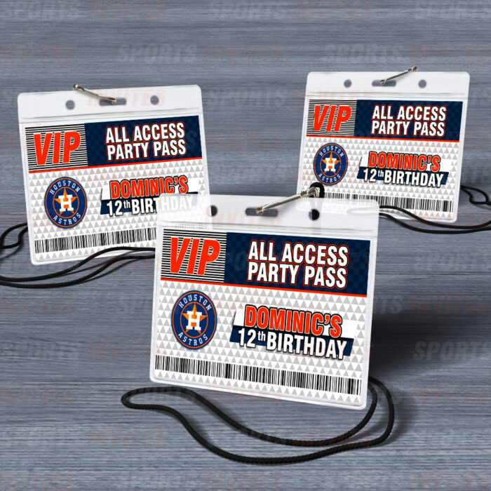 Houston Astros ID Badge Sports Party Lanyard Clear Plastic Horizontal Name Tags Holders - Image 5