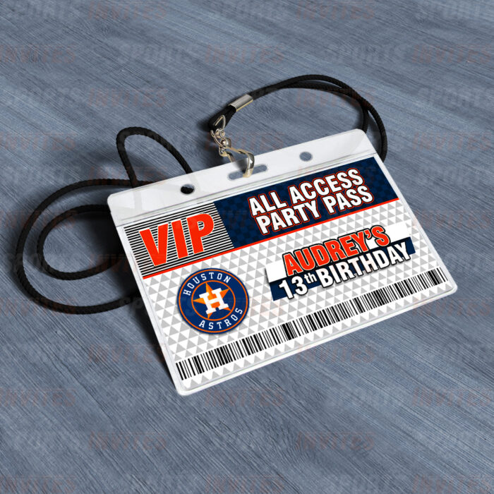 Houston Astros ID Badge Sports Party Lanyard Clear Plastic Horizontal Name Tags Holders - Image 4