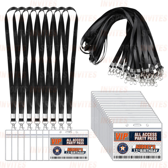 Houston Astros ID Badge Sports Party Lanyard Clear Plastic Horizontal Name Tags Holders - Image 3