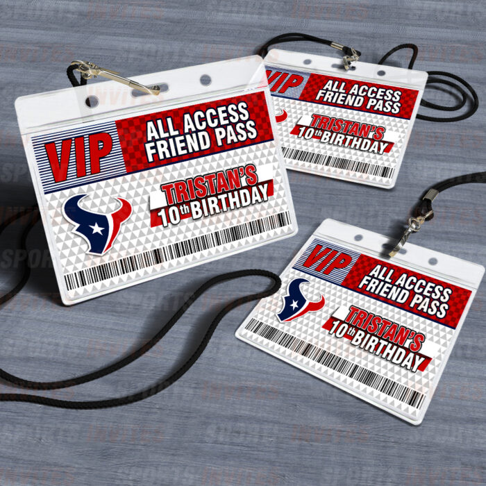 Houston Texans ID Badge Sports Party Lanyard Clear Plastic Horizontal Name Tags Holders