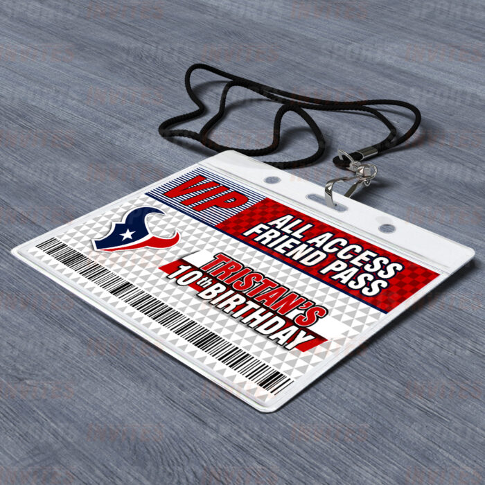 Houston Texans ID Badge Sports Party Lanyard Clear Plastic Horizontal Name Tags Holders - Image 2