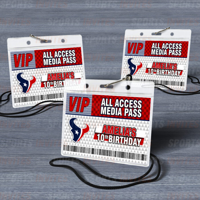Houston Texans ID Badge Sports Party Lanyard Clear Plastic Horizontal Name Tags Holders - Image 3