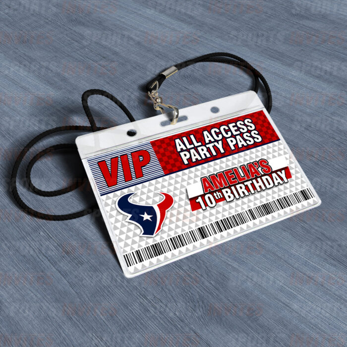 Houston Texans ID Badge Sports Party Lanyard Clear Plastic Horizontal Name Tags Holders - Image 4