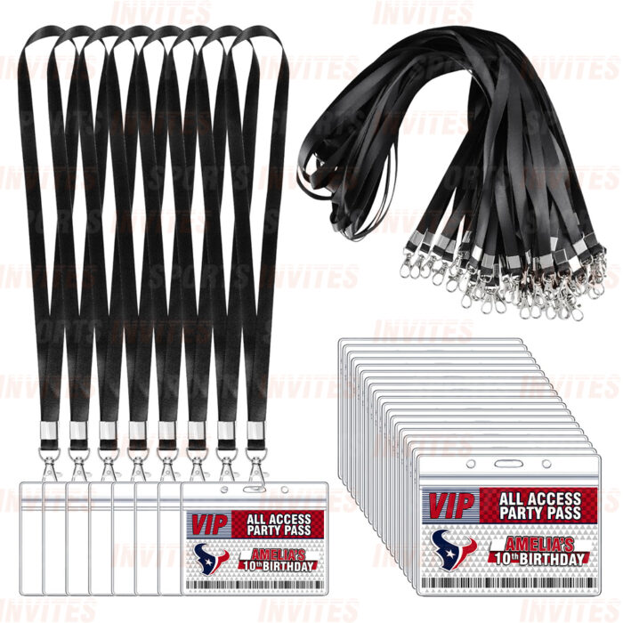 Houston Texans ID Badge Sports Party Lanyard Clear Plastic Horizontal Name Tags Holders - Image 5