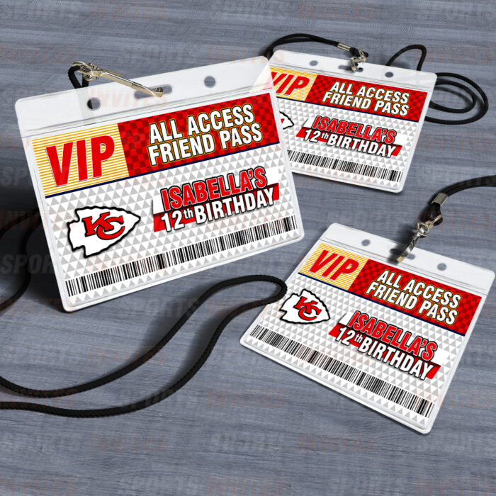 Kansas City Chiefs ID Badge Sports Party Lanyard Clear Plastic Horizontal Name Tags Holders
