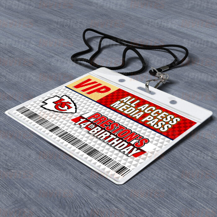 Kansas City Chiefs ID Badge Sports Party Lanyard Clear Plastic Horizontal Name Tags Holders - Image 2