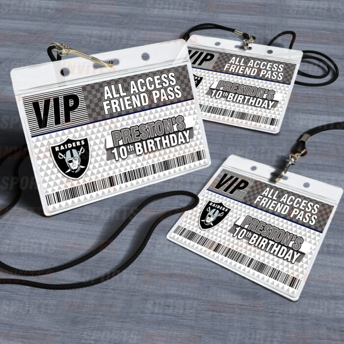 Las Vegas Raiders ID Badge Sports Party Lanyard Clear Plastic Horizontal Name Tags Holders