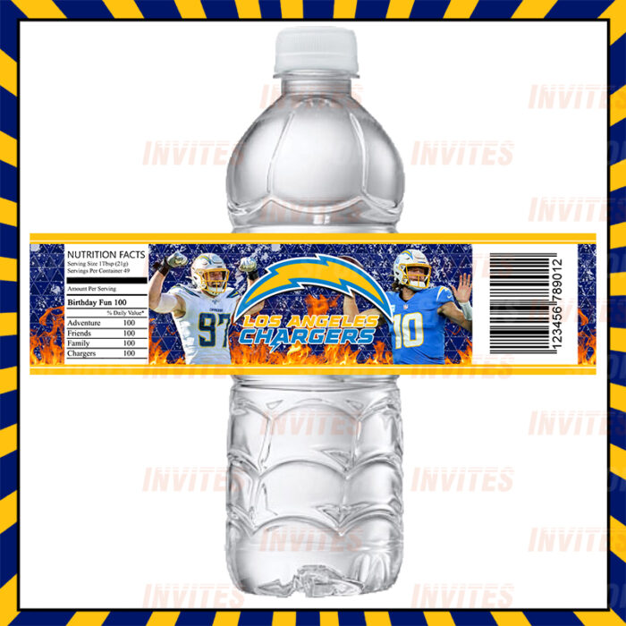 Los Angeles Chargers Custom Sports Party Bottle Labels - Image 2
