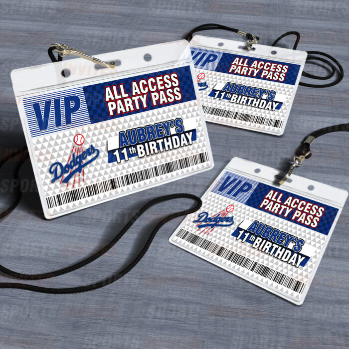 Los Angeles Dodgers ID Badge Sports Party Lanyard Clear Plastic Horizontal Name Tags Holders