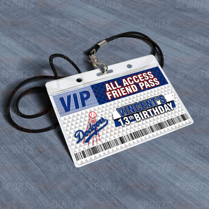 Los Angeles Dodgers ID Badge Sports Party Lanyard Clear Plastic Horizontal Name Tags Holders - Image 4
