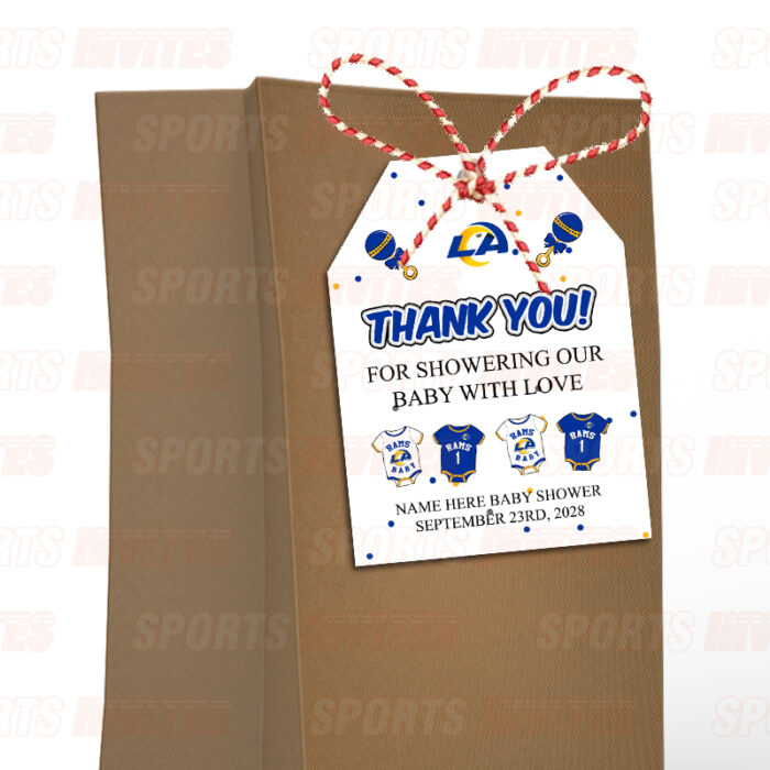 Los Angeles Rams Baby Shower Sports Favor Tags - Image 3