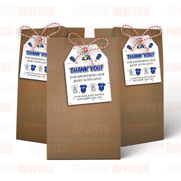 Los Angeles Rams Baby Shower Sports Favor Tags - Image 4