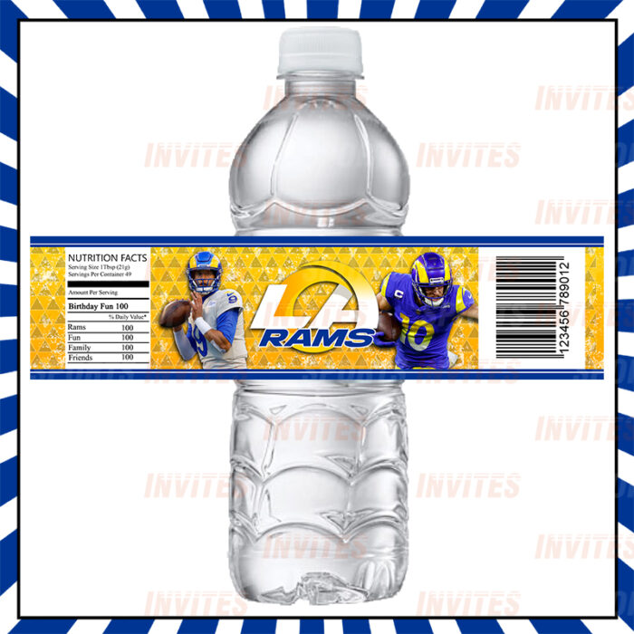 Los Angeles Rams Custom Sports Party Bottle Labels - Image 2