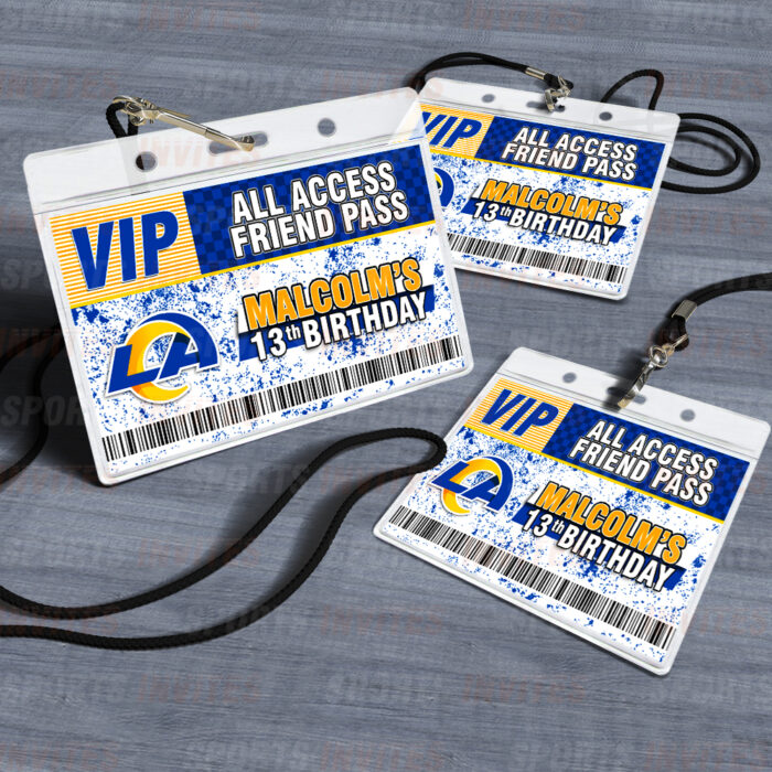 Los Angeles Rams ID Badge Sports Party Lanyard Clear Plastic Horizontal Name Tags Holders