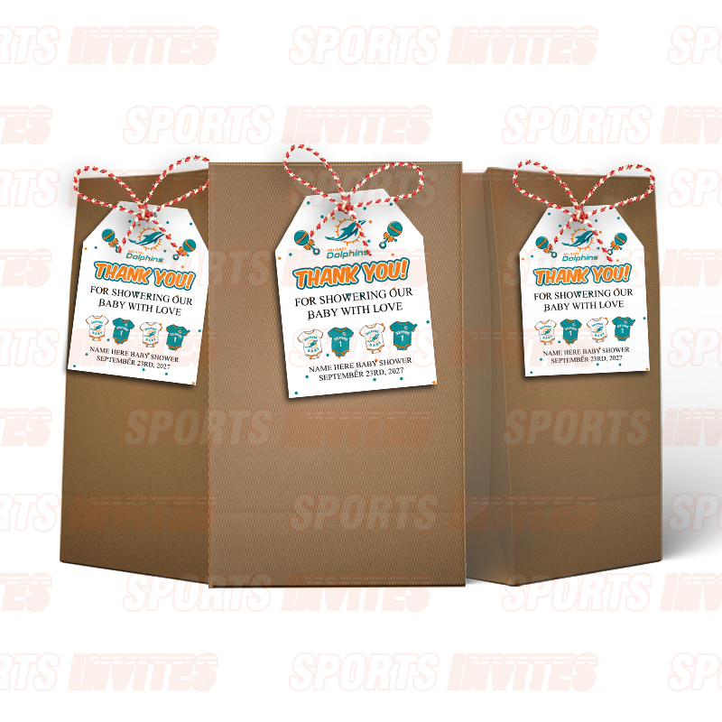 Miami Dolphins Baby Shower Sports Favor Tags - Image 3