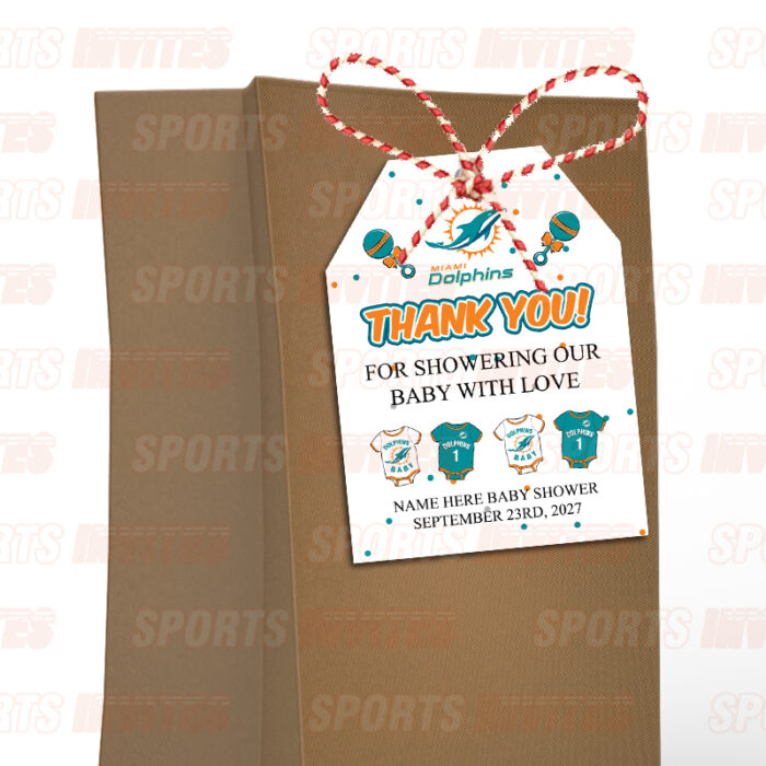 Miami Dolphins Baby Shower Sports Favor Tags - Image 2