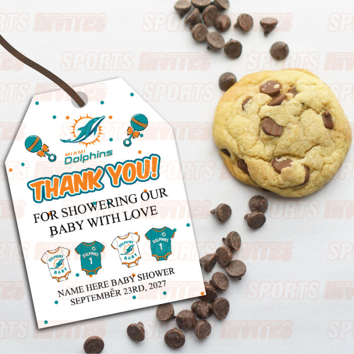 Miami Dolphins Baby Shower Sports Favor Tags