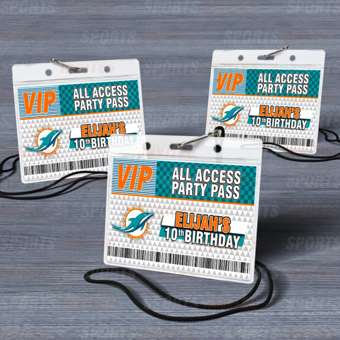 Miami Dolphins ID Badge Sports Party Lanyard Clear Plastic Horizontal Name Tags Holders - Image 4