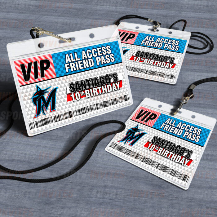Miami Marlins ID Badge Sports Party Lanyard Clear Plastic Horizontal Name Tags Holders