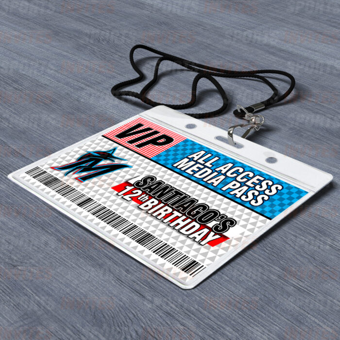 Miami Marlins ID Badge Sports Party Lanyard Clear Plastic Horizontal Name Tags Holders - Image 2