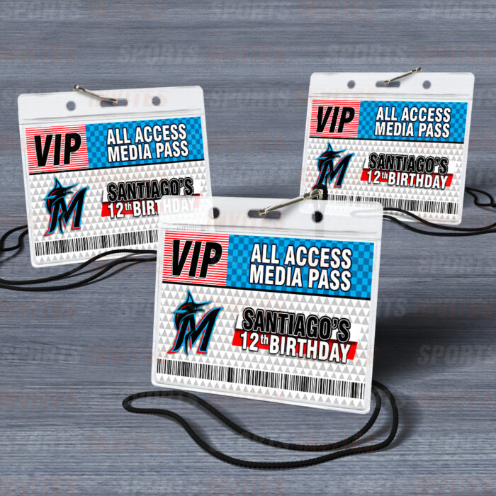 Miami Marlins ID Badge Sports Party Lanyard Clear Plastic Horizontal Name Tags Holders - Image 5