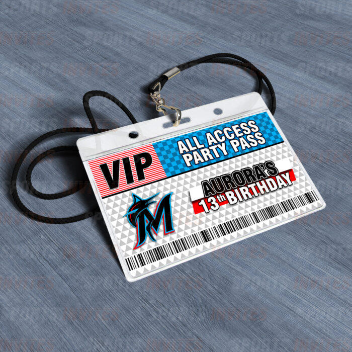 Miami Marlins ID Badge Sports Party Lanyard Clear Plastic Horizontal Name Tags Holders - Image 4