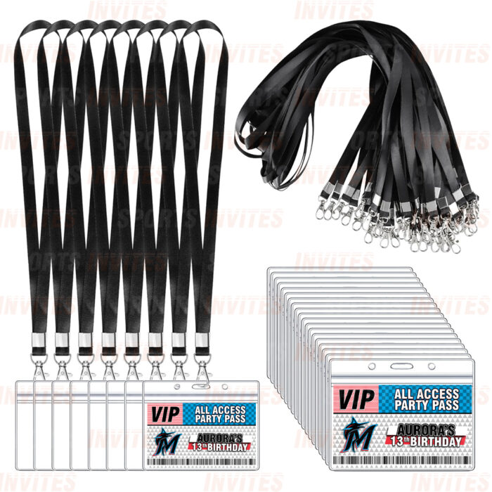 Miami Marlins ID Badge Sports Party Lanyard Clear Plastic Horizontal Name Tags Holders - Image 3