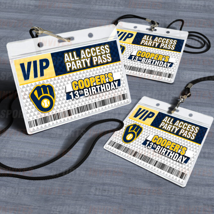 Milwaukee Brewers ID Badge Sports Party Lanyard Clear Plastic Horizontal Name Tags Holders
