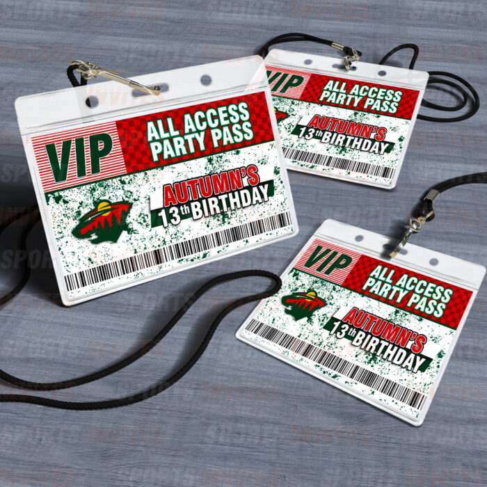 Minnesota Wild ID Badge Sports Party Lanyard Clear Plastic Horizontal Name Tags Holders