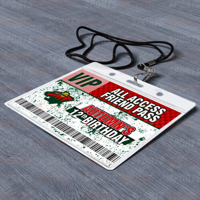 Minnesota Wild ID Badge Sports Party Lanyard Clear Plastic Horizontal Name Tags Holders - Image 2