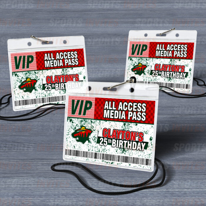 Minnesota Wild ID Badge Sports Party Lanyard Clear Plastic Horizontal Name Tags Holders - Image 3