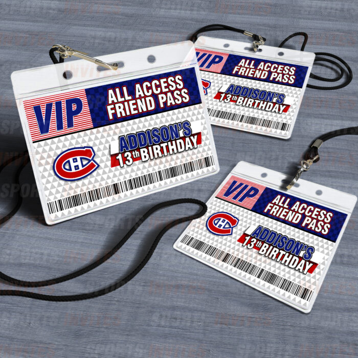 Montreal Canadiens ID Badge Sports Party Lanyard Clear Plastic Horizontal Name Tags Holders
