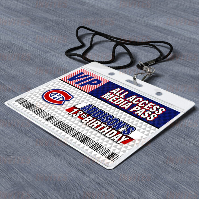 Montreal Canadiens ID Badge Sports Party Lanyard Clear Plastic Horizontal Name Tags Holders - Image 2