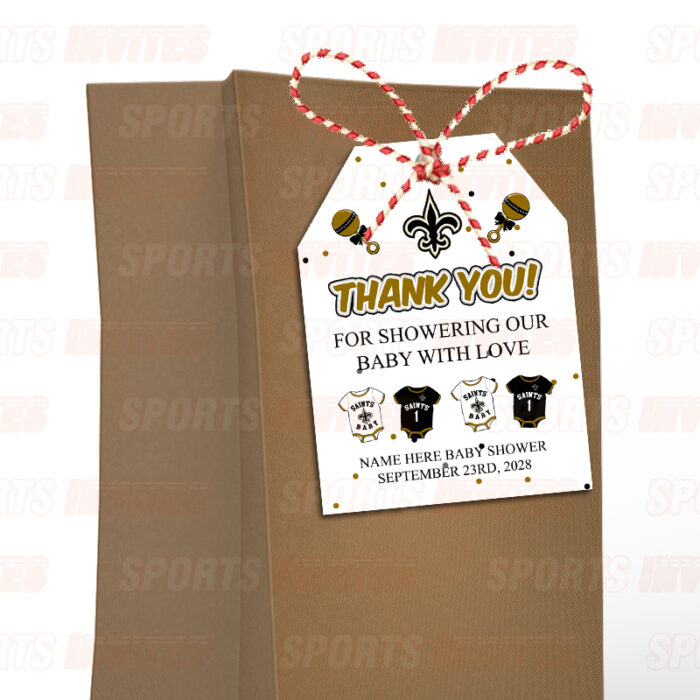 New Orleans Saints Baby Shower Sports Favor Tags - Image 3