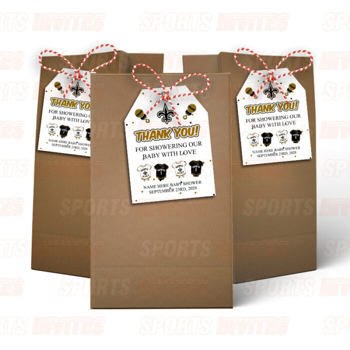 New Orleans Saints Baby Shower Sports Favor Tags - Image 2